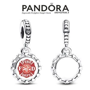 PANDORA Engravable Firefighter Dangle Charm w/box